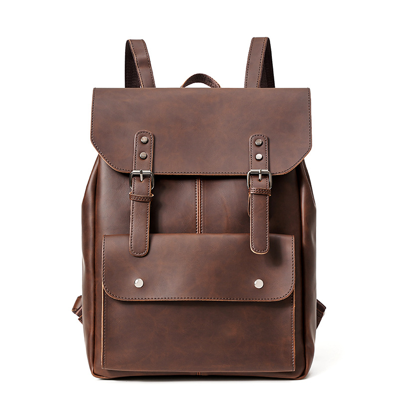 Leather Work Rucksack - GOYN ヴィンテージメンズレザーバックパックブックバッグ 14 インチラップトップバッグ防水ユーティリティ大容量リュックサックハイキングビジネス仕事
