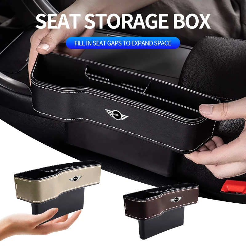 Leather Work For Car - 1個入り レザー製 車用シート隙間収納ボックス 電話キー収納オーガナイザー ミニクーパー JCW