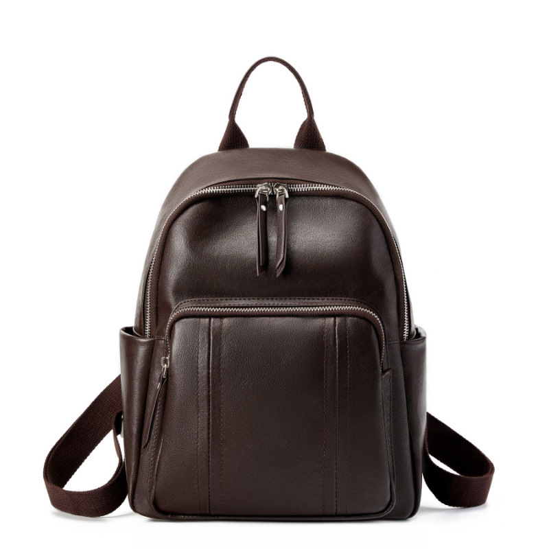 Leather Work Rucksack - 植物タンニンなめし革女性バックパッククラシックヴィンテージリュックサックソフト牛革耐久性のあるデイリーデイパック学校旅行 & 仕事用