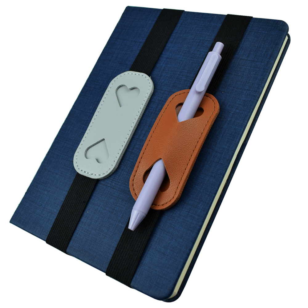 Leather Work Notepad - 伸縮性のあるPUレザーペンホルダーバンド、ノートブックカバー、ジャーナル、書籍アクセサリー用、筆記具を便利に保管
