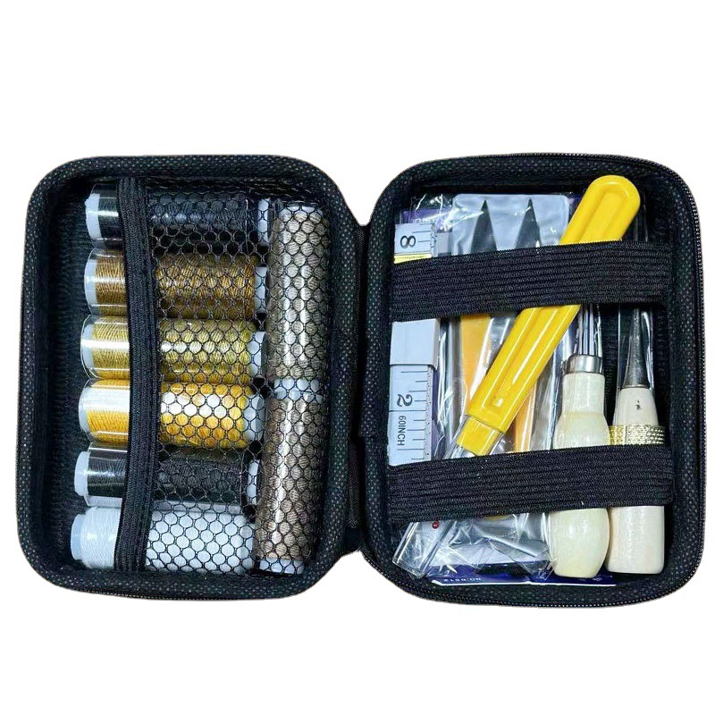 Leatherwork Hand Sewing Needles - ワックス加工糸クラフトツール手縫いキルティング千枚通し革修理キット靴縫製家具ソファ修理作業ツールセット
