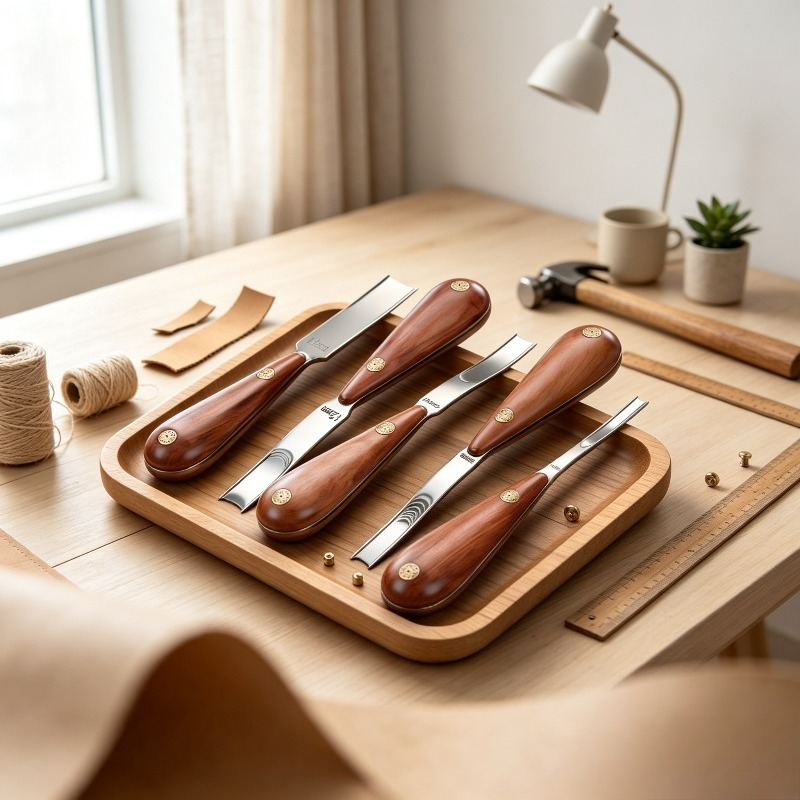 Leather Edge Beveler - 幅広ローズウッド削り刀、革漉き用斜め切り工具、薄刃化と削り用、木製ハンドル付きプロ仕様DIYクラフトカッター。