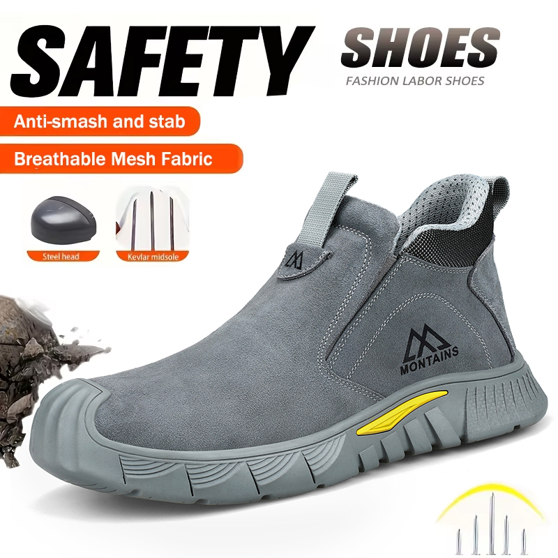Leather Work Factory - 耐久性のあるメンズ安全靴、ファッショナブルなメンズワークブーツ、耐衝撃・耐穿刺、工場・屋外用快適フットウェア（男性用）
