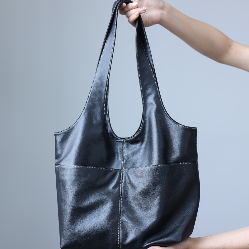 Leather Work Bag Women - 女性用本革大容量ソフトトートバッグ牛革シングルショルダーバッグ日常使いや仕事用に最適