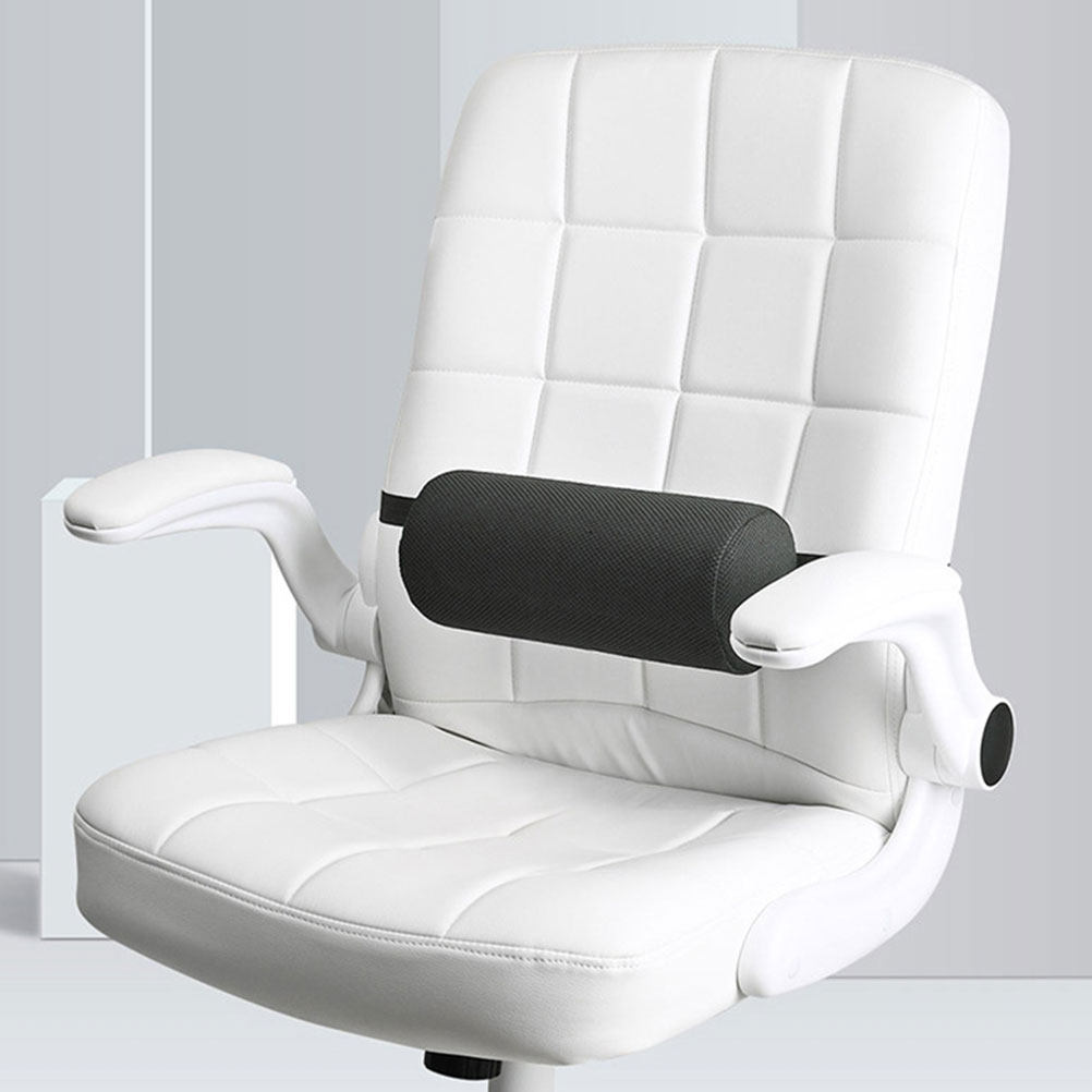 Leather Work For Car - 黒い円筒形のランバーピロー、メモリーフォーム、高さ・角度調整可能、車の運転、オフィスワーク、自宅でのリラックスに最適、多機能