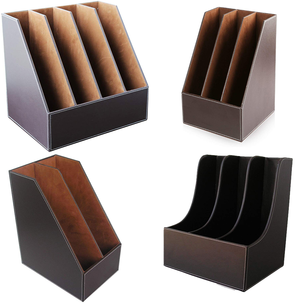 Leather Work Notepad - Xrhyy 2/3/4スロットシンプルな家庭用品レザー垂直デスクトップファイルフォルダーオーガナイザーとドキュメントファイルスタンドジャーナルマガジンボックス