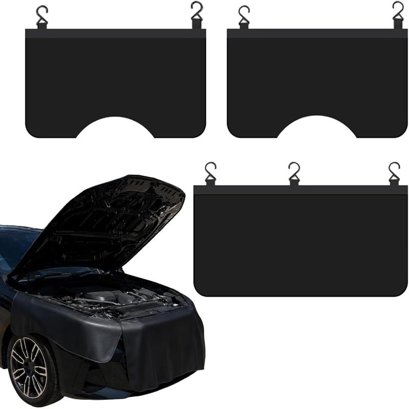 Leather Work For Car - PUレザー製マグネット式自動車カバーマット3枚セット、汚れに強い車用作業パッド、ガレージでの車修理・メンテナンス用