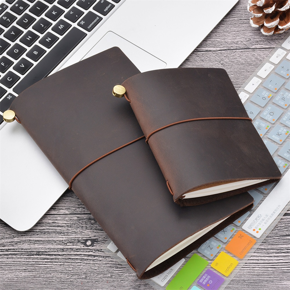Leather Work Notepad - 本革トラベラーノート DIY ジャーナル 8 色レトロ日記ポータブル学校オフィス書籍クレイジーホースレザー