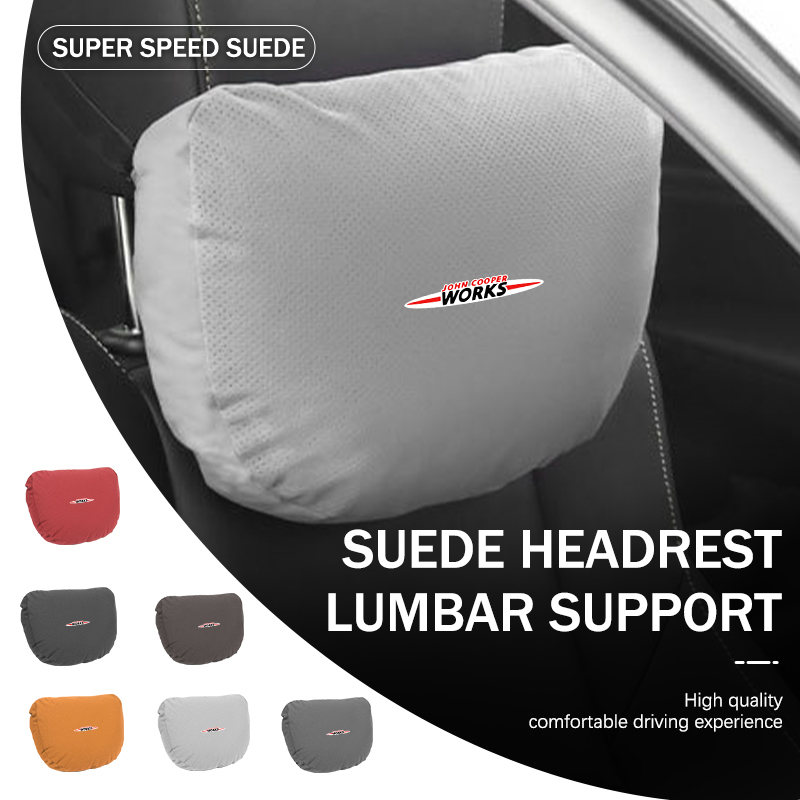 Leather Work For Car - 車のヘッドレスト腰枕ネックレストシートドライバーランバーサポートミニ R56 F54 F57 R70 JCW