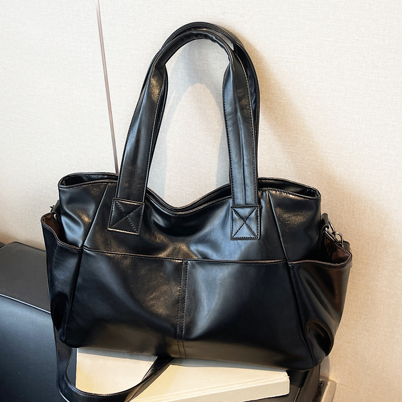 Leather Work Bag Women - レディース レトロ ソフトレザー ハンドバッグ 多ポケット 大容量