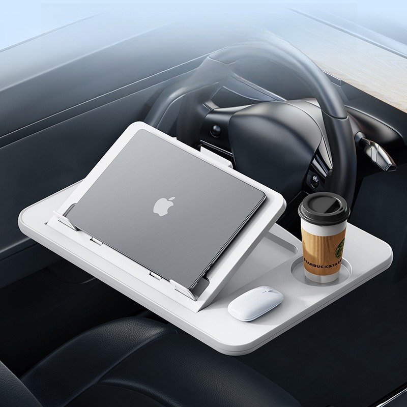 Leather Work For Car - 車載用ノートパソコンデスク、折りたたみ式調整可能コンピュータートレイボードテーブル、仕事、食事、読書用（1個）