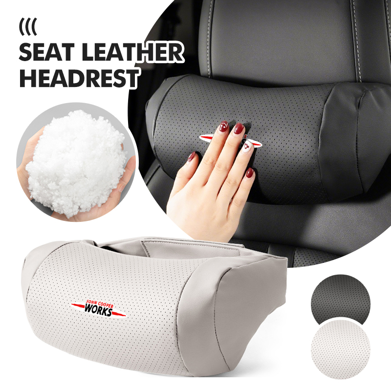 Leather Work For Car - 革製カーシートヘッドレストネックサポートピローランバークッション MINI R60 F56 R56 F54