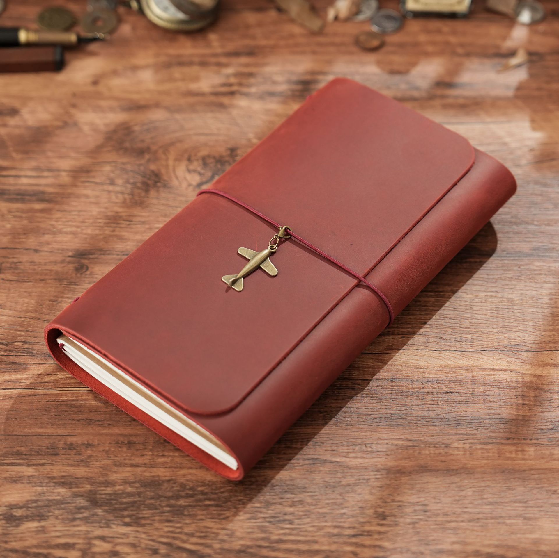 Leather Work Notepad - 新着トリプルフォールド TN トラベラーズノート本牛革ヴィンテージ日記ジャーナルクリエイティブメモ帳 22x12.5x3cm