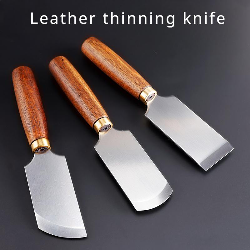 Leather Edge Beveler - 革切断ツール、ストレートエッジ、ベベルエッジ、ラウンドエッジ、快適なグリップ、耐久性のある木製ハンドル、精密なトリミングと切断