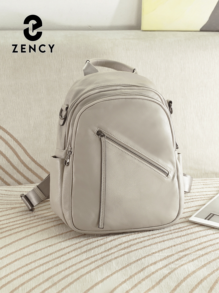 Leather Work Rucksack - Zency レディース 本革 バックパック マルチポケット 旅行用