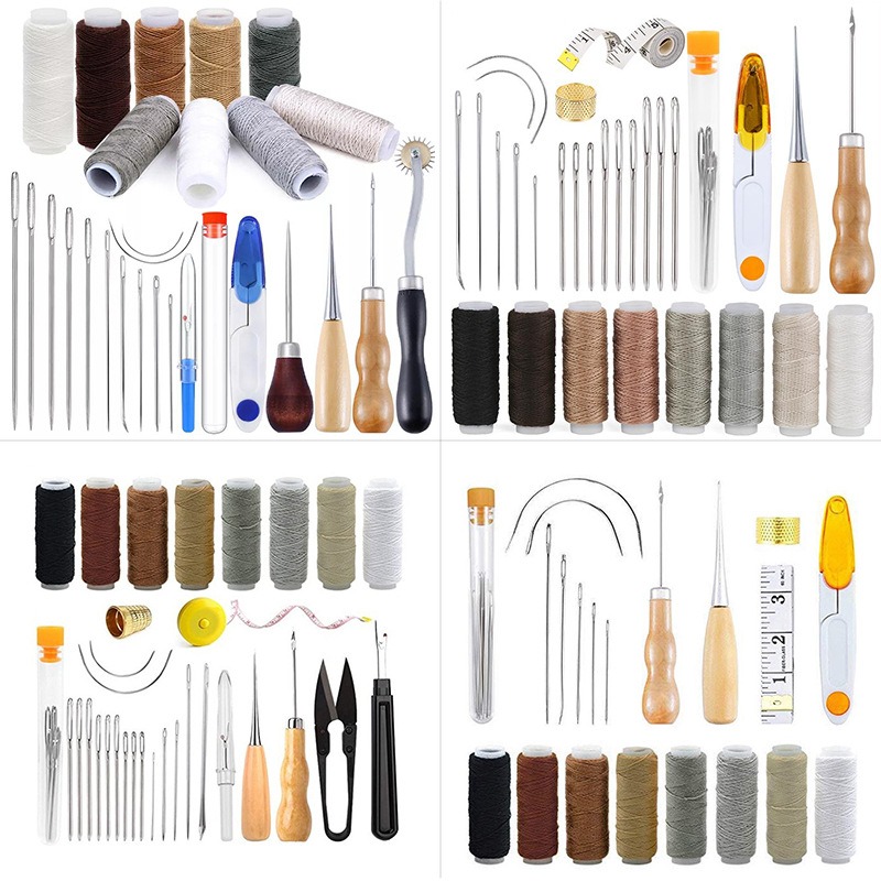 Leatherwork Hand Sewing Needles - 革細工クラフトツールキット縫製キットワックス糸手縫いキルト針ステッチパンチDIY革工具セット