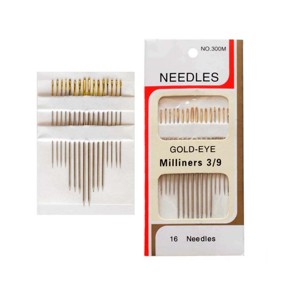 Leatherwork Hand Sewing Needles - 大きな目穴のセルフスレッディング手縫い針16本セット、革、シルク、キャンバス、綿の縫製、刺繍、キルティング、補修作業用