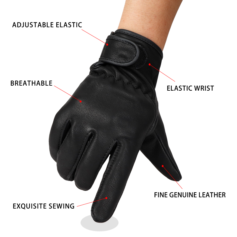 Leather Work For Car - QIANGLEAF 黒薄型ヤギ革スポーツカー運転 MTB 安全手袋耐摩耗性ヘッド層革手袋卸売メンズ 520SY