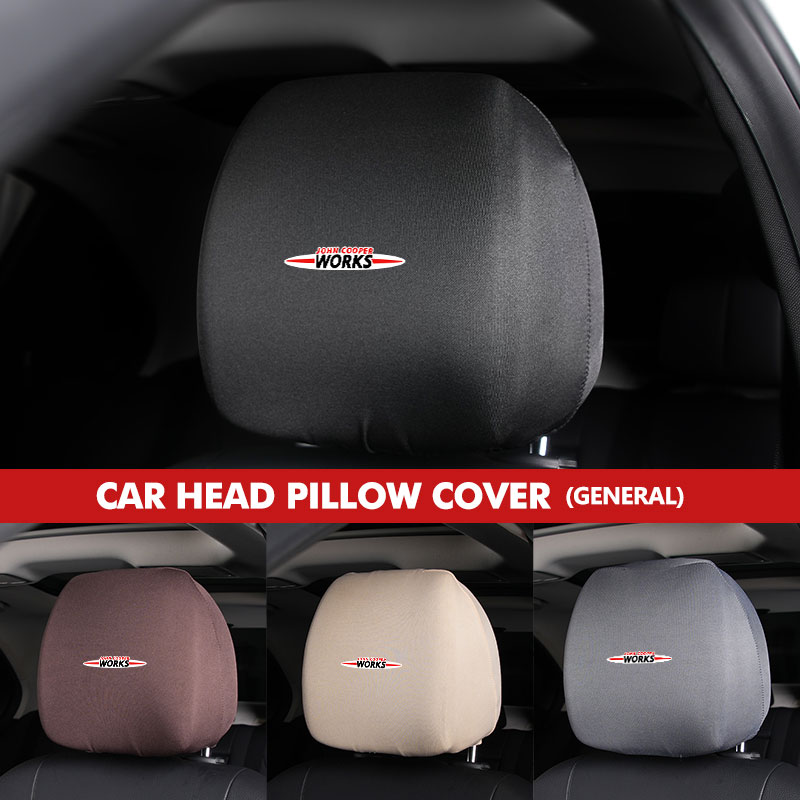 Leather Work For Car - ミニカーシートヘッドレストカバーシートネックピロー保護クッションジョンクーパーワークス R56 F56 R53 R60 クラブマン用