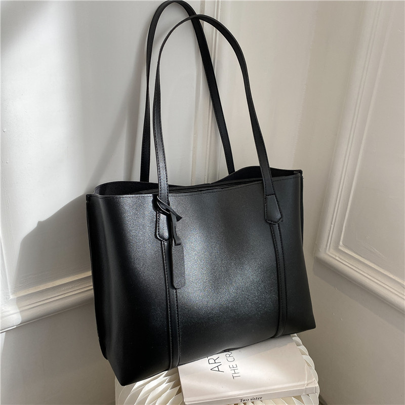 クラシックな黒のフェイクレザートートバッグ、大容量ハンドバッ - Leather Work Bag Women のレビューと価格