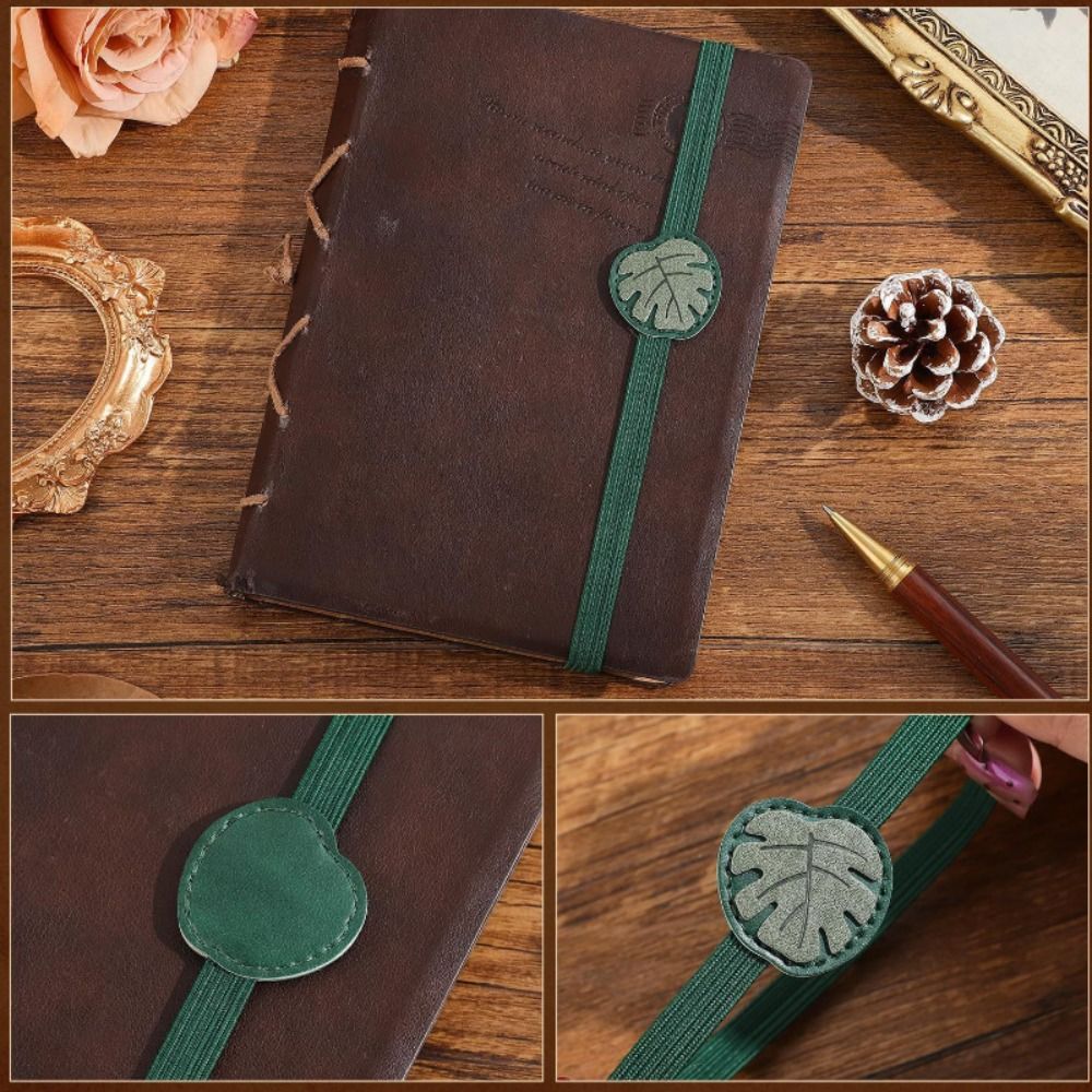 ヴィンテージ弾性バンドレザーブックマーク紛失防止多用途 PU - Leather Work Notepad のレビューと価格