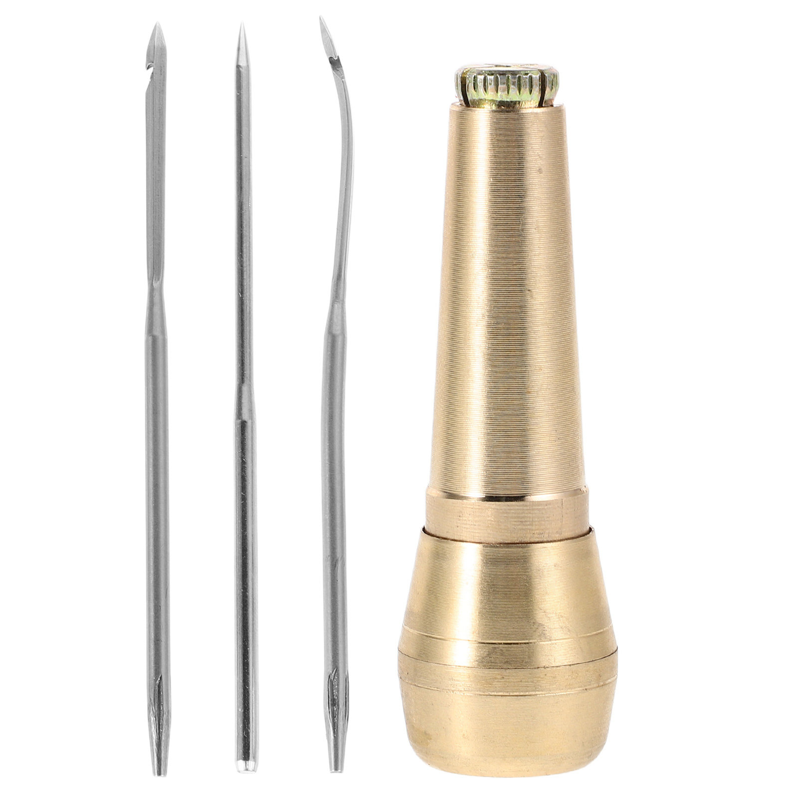 1セット頑丈な真鍮製ハンドル付きフック付き鋲針、靴底修理、革 - Leatherwork Hand Sewing Needles のレビューと価格