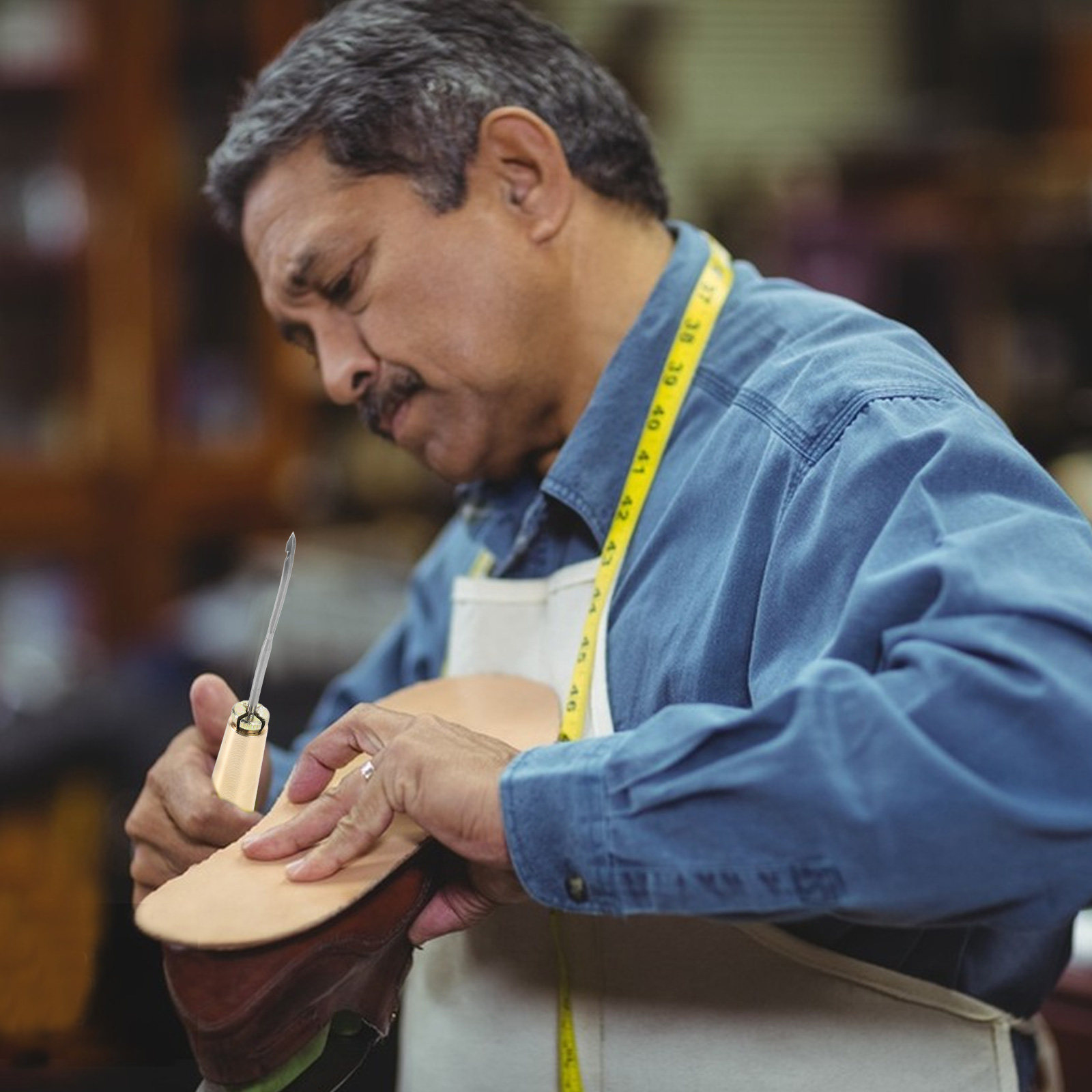 1セット頑丈な真鍮製ハンドル付きフック付き鋲針、靴底修理、革 - Leatherwork Hand Sewing Needles のレビューと価格