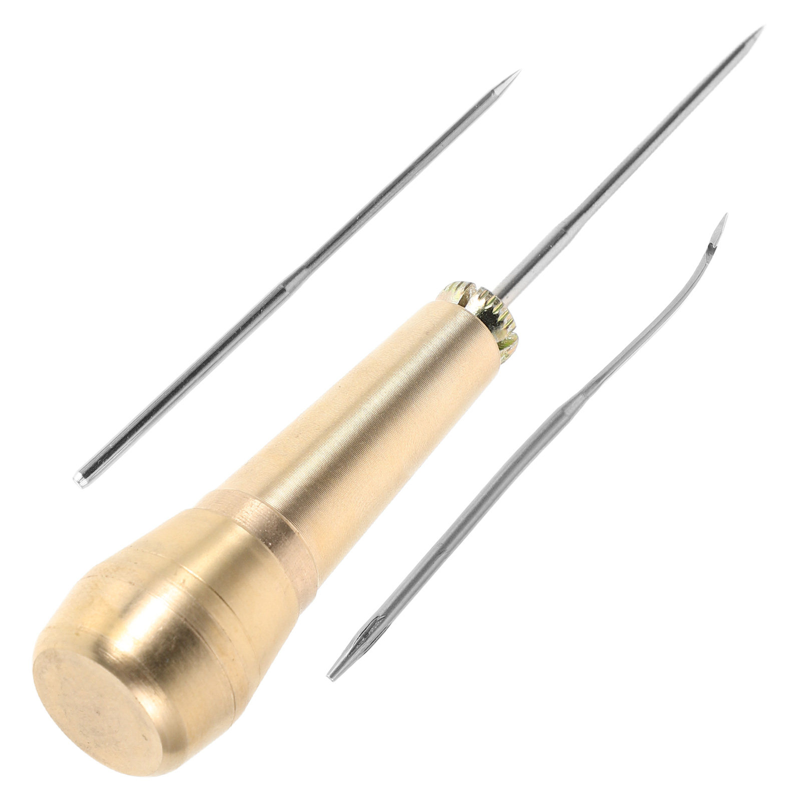 1セット頑丈な真鍮製ハンドル付きフック付き鋲針、靴底修理、革 - Leatherwork Hand Sewing Needles のレビューと価格