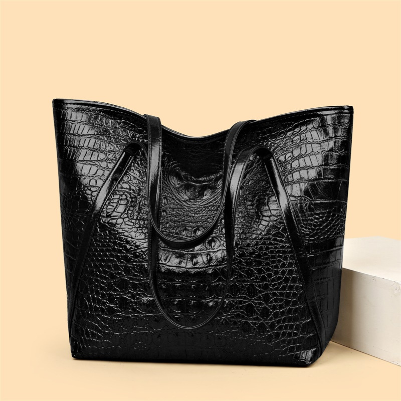 シンプルで多用途なワニ柄トートバッグ大容量ファッションハンド - Leather Work Bag Women のレビューと価格
