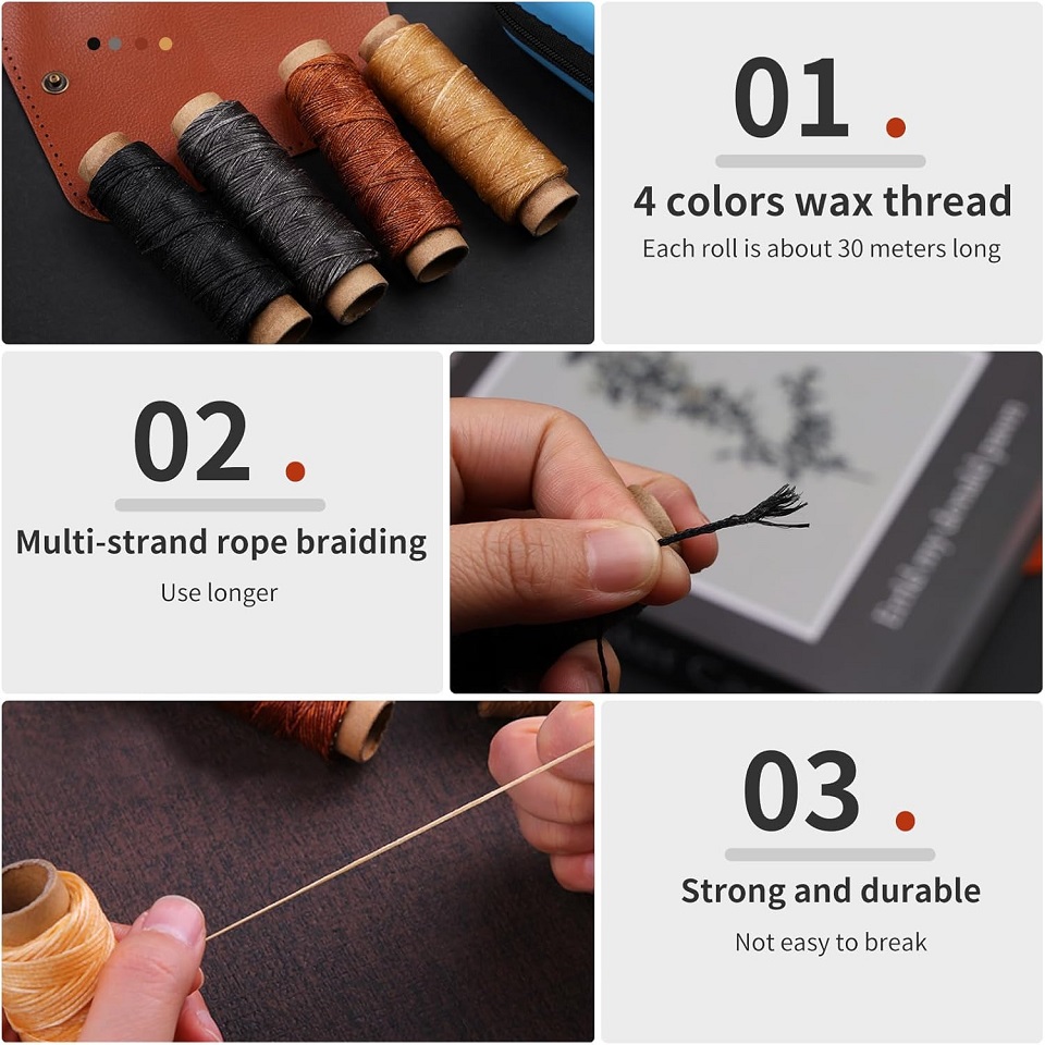 BUDDUR 革縫製ツールキット ワックス糸と針千枚通しプロ - Leatherwork Thread のレビューと価格