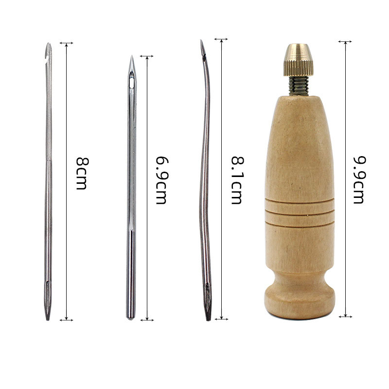1セットDIY革縫い針木製ハンドル付きセット革キャンバス地テ - Leatherwork Thread のレビューと価格