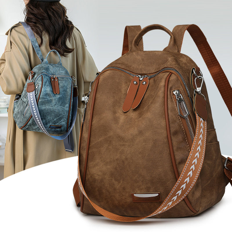 女性の大容量バックパックレザーヴィンテージカジュアルトラベル - Leather Work Rucksack のレビューと価格