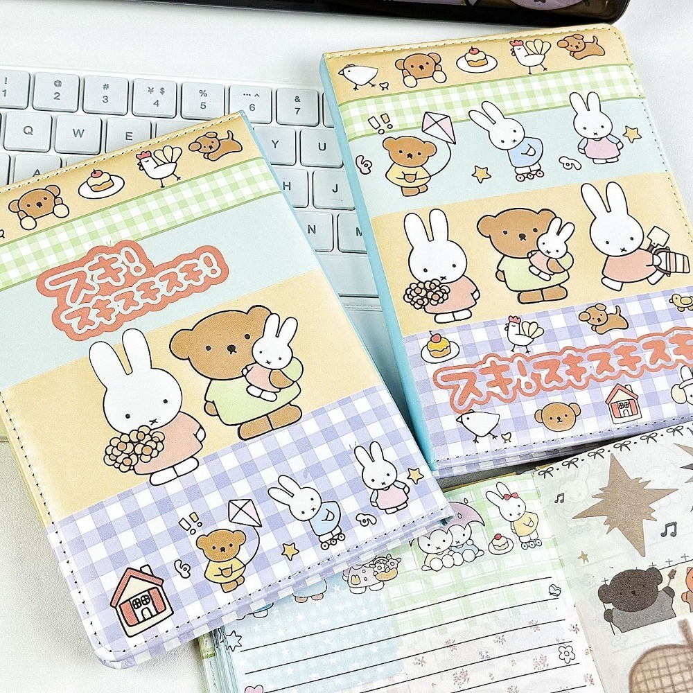 ミッフィーウサギのコラージュノートブックかわいい塗装レザーカ - Leather Work Notepad のレビューと価格