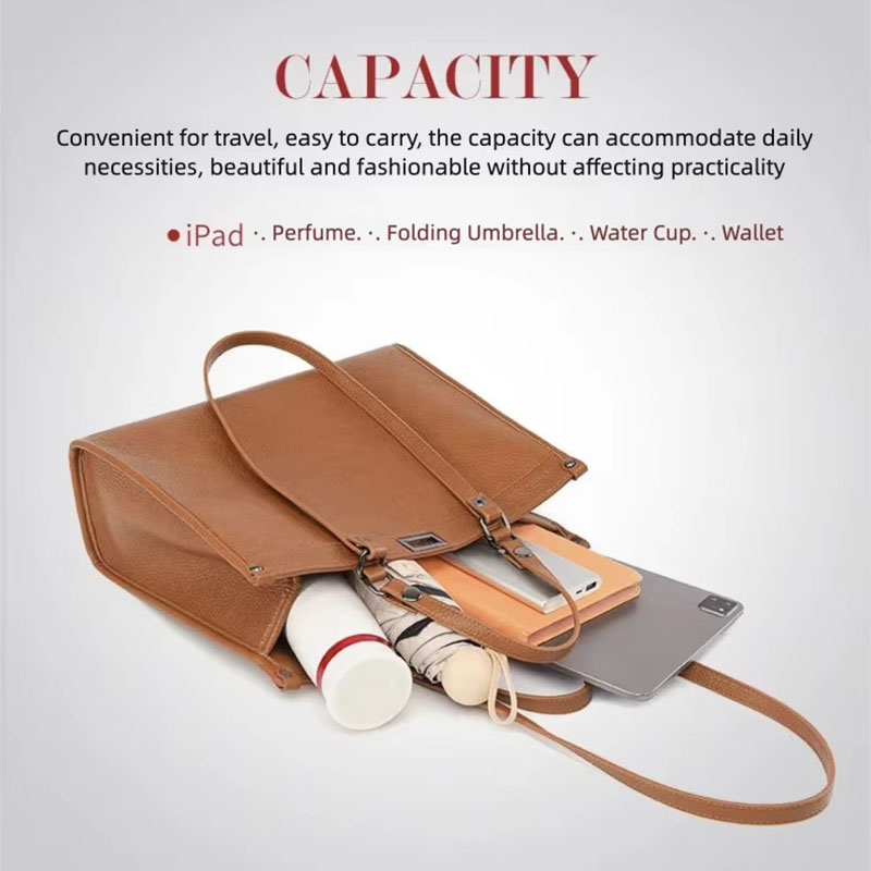女性用大容量トートバッグ PUレザー 回転ロック付きハンドバ - Leather Work Bag Women のレビューと価格