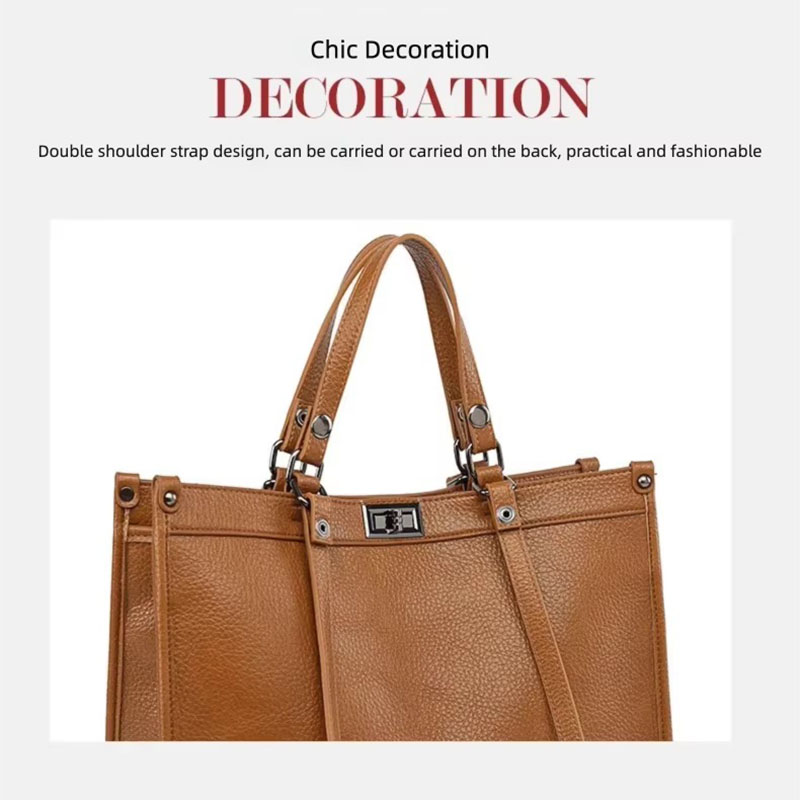 女性用大容量トートバッグ PUレザー 回転ロック付きハンドバ - Leather Work Bag Women のレビューと価格