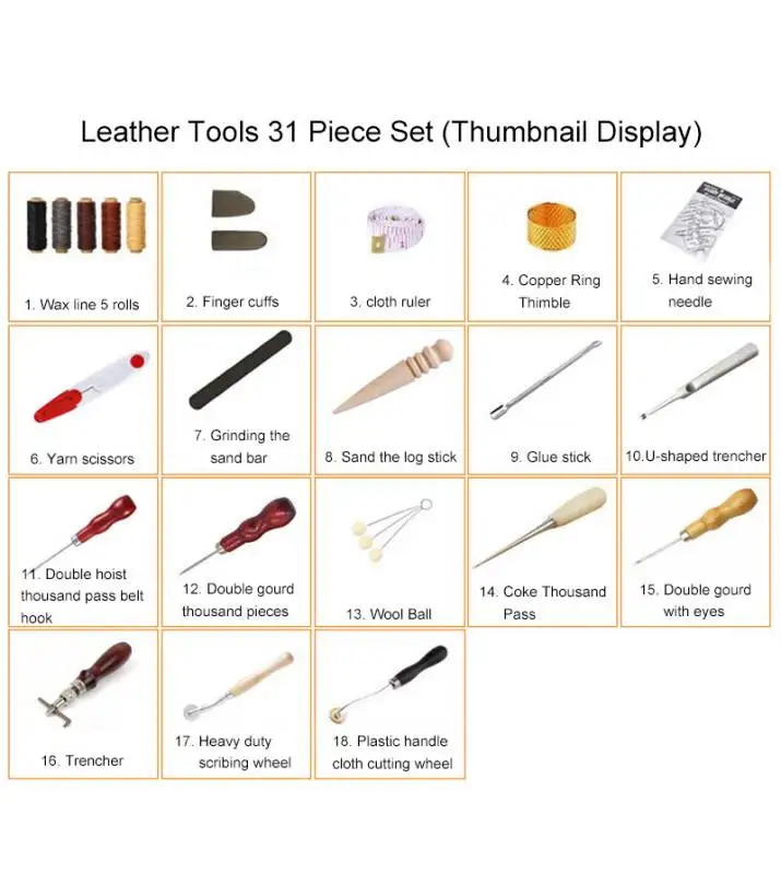 プロの革縫製クラフトツールキットワックス糸手縫いパンチ彫刻作 - Leatherwork Hand Sewing Needles のレビューと価格