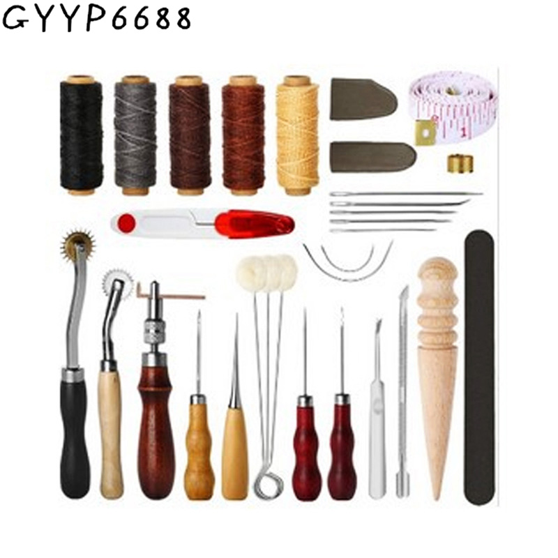 プロの革縫製クラフトツールキットワックス糸手縫いパンチ彫刻作 - Leatherwork Hand Sewing Needles のレビューと価格