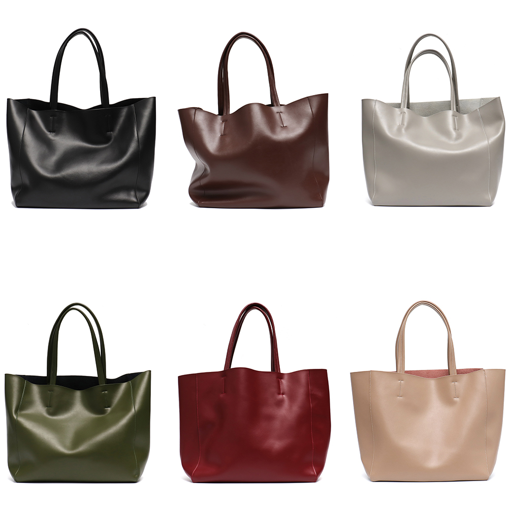 ミニマリストビッグトートバッグ女性ファッショナブルな本革ショ - Leather Work Bag Women のレビューと価格