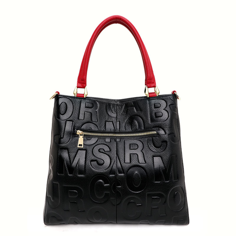 本牛革エンボスレタートートバッグ取り外し可能なクロスストラッ - Leather Work Bag Women のレビューと価格