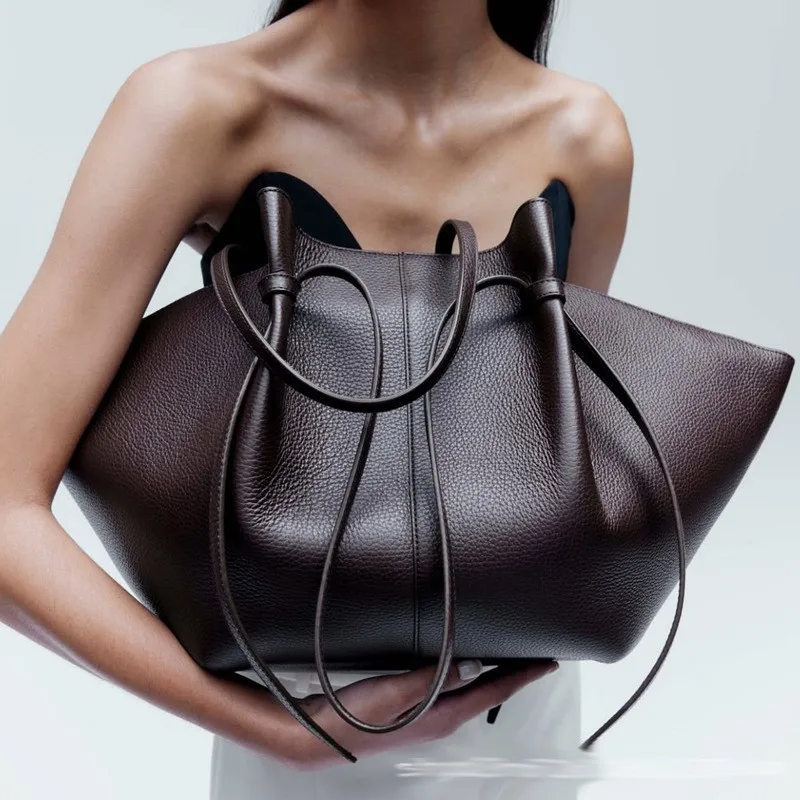女性用レザーショルダーバッグ、餃子型ハンドバッグ、ホーボーハ - Leather Work Bag Women のレビューと価格