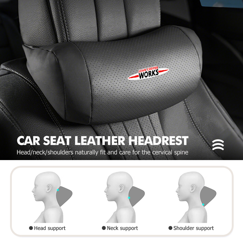 革製カーシートヘッドレストネックサポートピローランバークッシ - Leather Work For Car のレビューと価格