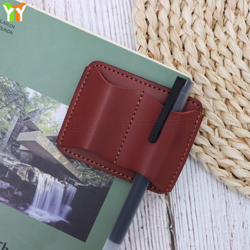 ポータブル PU レザーペンホルダーノートブックペンクリップ - Leather Work Notepad のレビューと価格