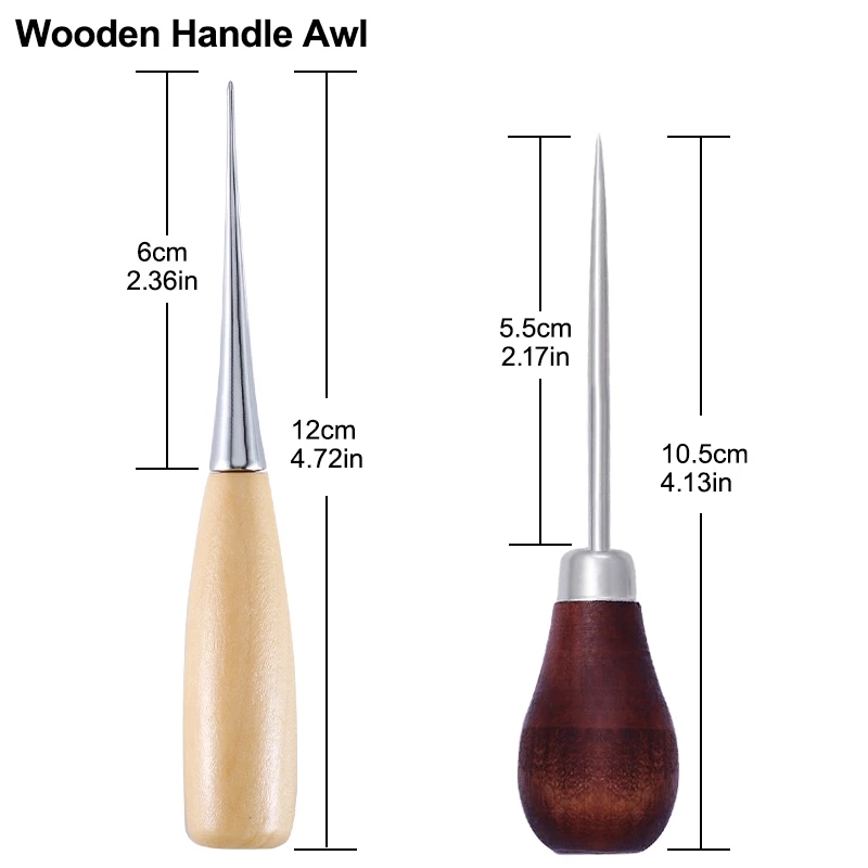 2個入り木製ハンドル縫い針穴あけピンツール、DIYレザークラ - Leatherwork Hand Sewing Needles のレビューと価格