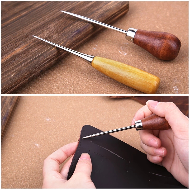 2個入り木製ハンドル縫い針穴あけピンツール、DIYレザークラ - Leatherwork Hand Sewing Needles のレビューと価格