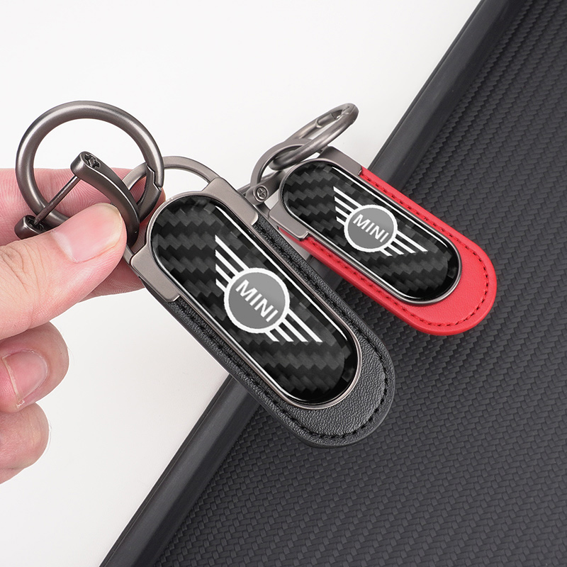 カーボンファイバーメタルレザーカーキーホルダーキーリング M - Leather Work For Car のレビューと価格
