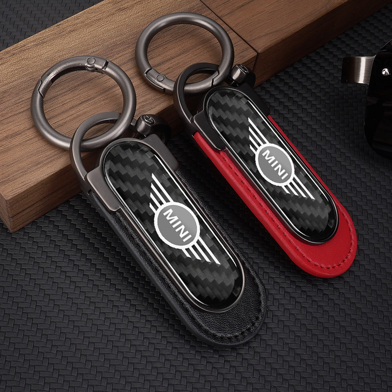 カーボンファイバーメタルレザーカーキーホルダーキーリング M - Leather Work For Car のレビューと価格
