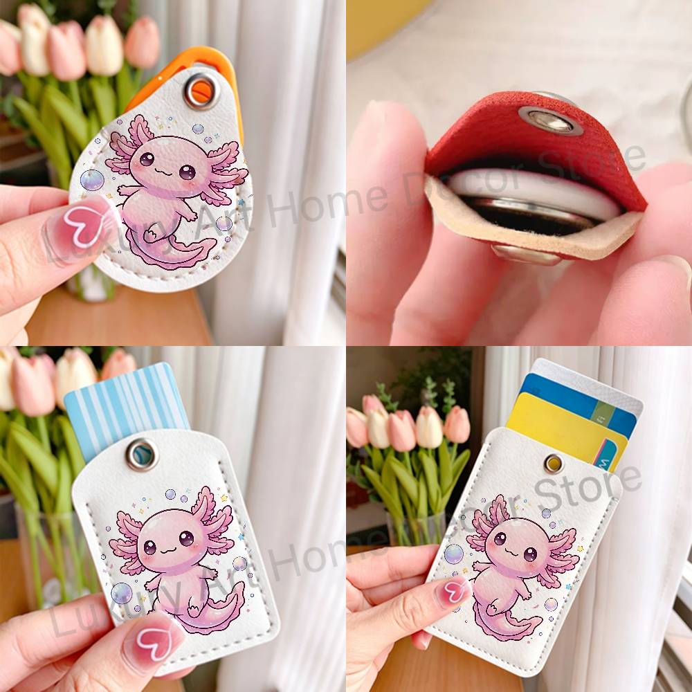 かわいいピンクの A-Axolotl 漫画ホルダーキーホルダ - Leather Working のレビューと価格