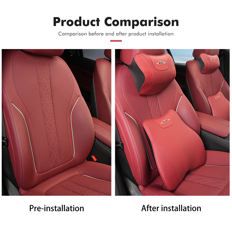 ミニ車用ヘッドレストランバーサポートセット自動車シートネック - Leather Work For Car のレビューと価格