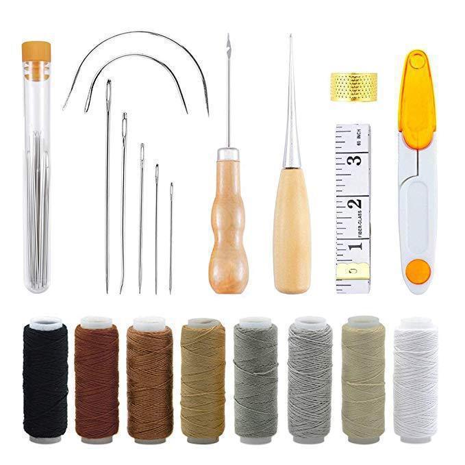 革縫いキット 革工芸ツールセット 手縫い針 穴あけ針 ワック - Leatherwork Hand Sewing Needles のレビューと価格