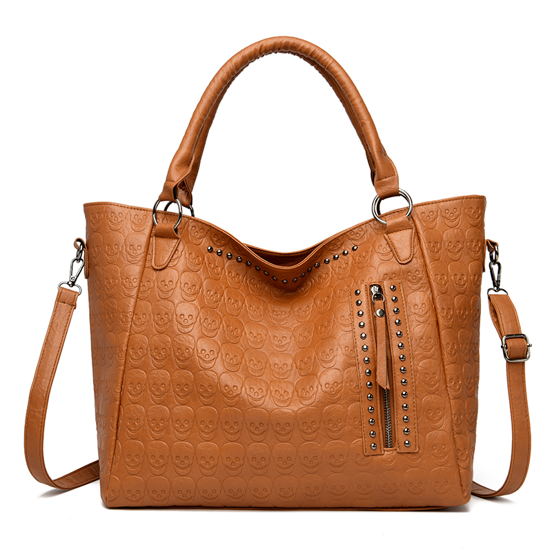 パンクスカルクロスボディバッグ PU レザースタッズファッシ - Leather Work Bag Women のレビューと価格